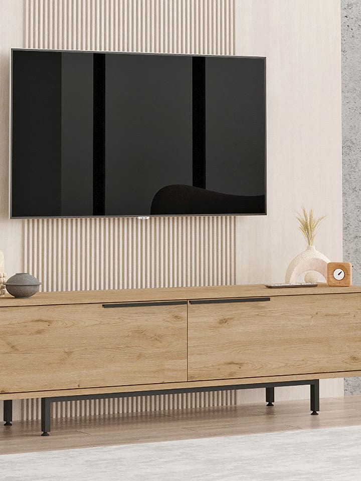 Evila Szafka RTV w kolorze jasnobrązowym - 160 x 45,1 x 35,5 cm rozmiar: onesize