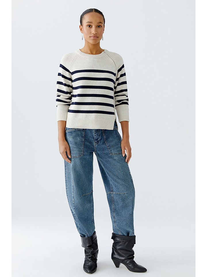 Oui Sweter w kolorze biało-granatowym rozmiar: 40