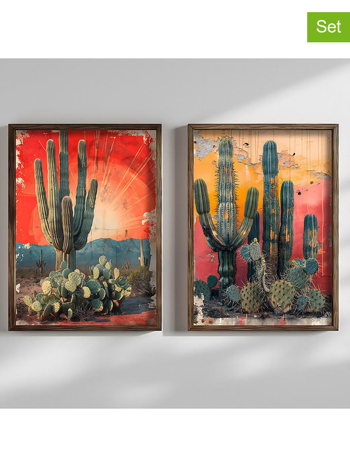 ABERTO DESIGN Druki artystyczne (2 szt.) w drewnianej ramce - 70 x 50 cm rozmiar: onesize