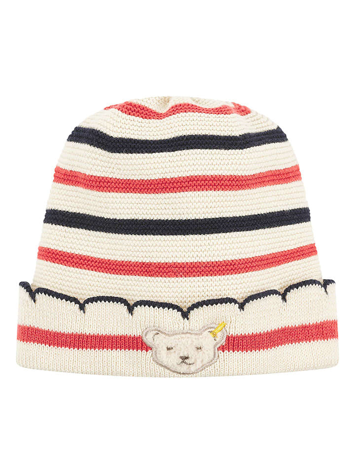 Steiff Czapka w kolorze czarno-kremowo-czerwonym rozmiar: 47 cm