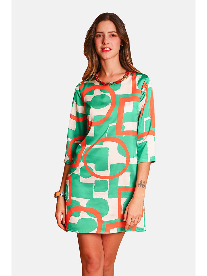 William de Faye Sukienka w kolorze zielono-pomarańczowo-kremowym rozmiar: 36