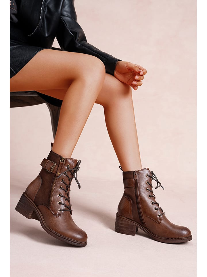 Foreverfolie Botki w kolorze brązowym rozmiar: 38