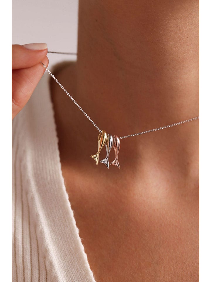 Heliophilia Srebrny naszyjnik z elementami ozdobnymi - dł. 42 cm rozmiar: onesize