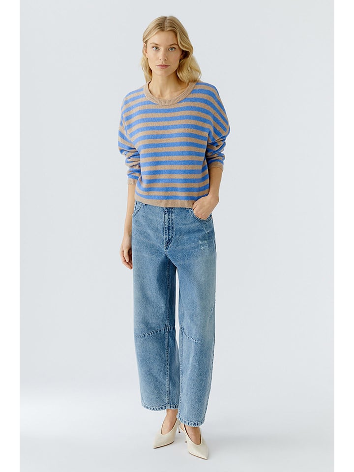 Oui Sweter w kolorze karmelowo-niebieskim rozmiar: 38