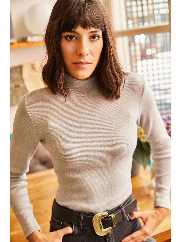 Happiness Istanbul Sweter w kolorze szarobrązowym rozmiar: onesize