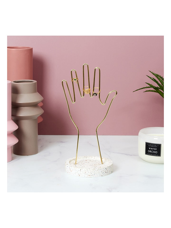 THE HOME DECO FACTORY Stojak "Terazzo" w kolorze złoto-beżowym na biżuterię - wys. 28 x Ø 16 cm rozmiar: onesize