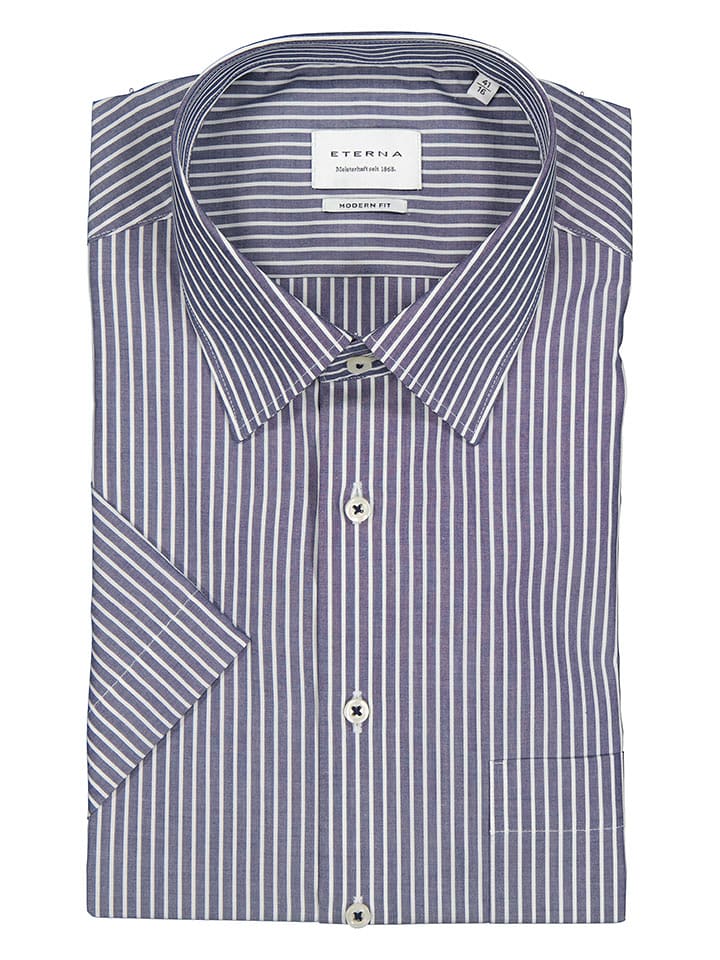 Eterna Koszula - Modern fit - w kolorze granatowo-białym rozmiar: 39
