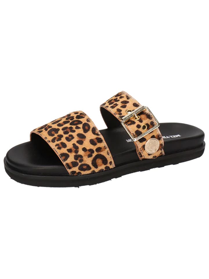 MELVIN & HAMILTON Skórzane klapki "Siri 5" w kolorze jasnobrązowo-czarnym rozmiar: 36