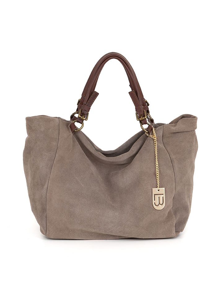 Lucca Baldi Skórzana torebka "Gimignano" w kolorze szarym - 50 x 45 x 20 cm rozmiar: onesize