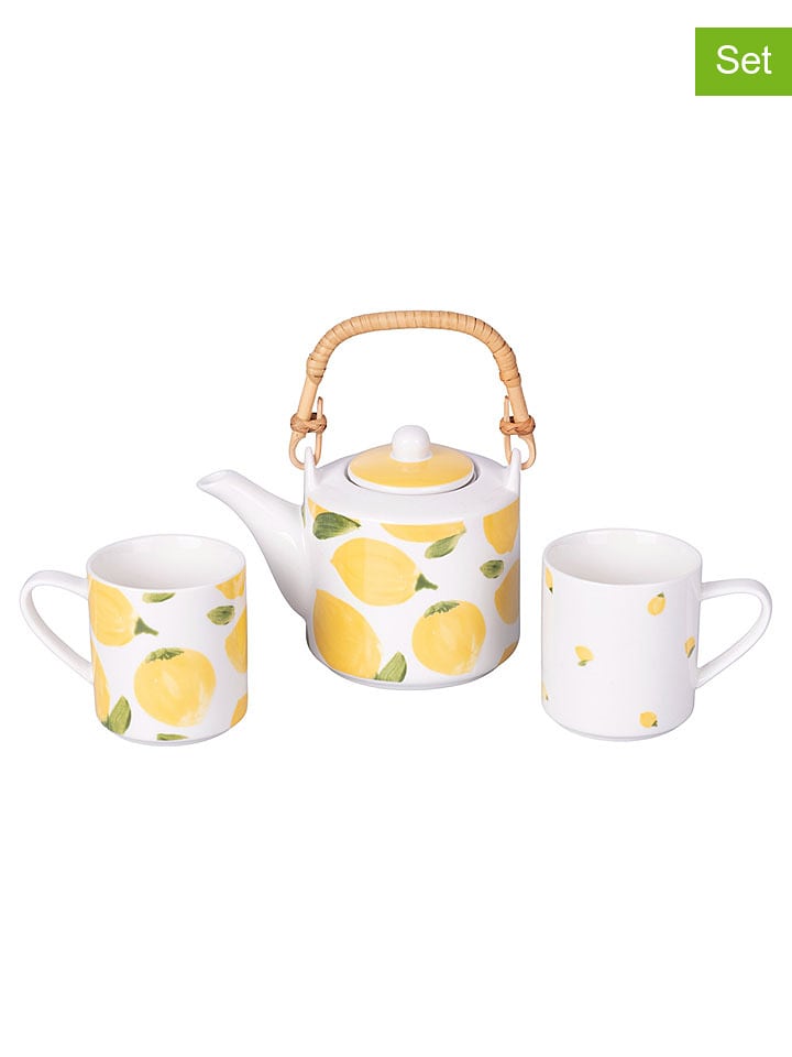 Villa d´Este 3-częściowy zestaw "Fruit Life" w kolorze żółto-białym do herbaty rozmiar: onesize
