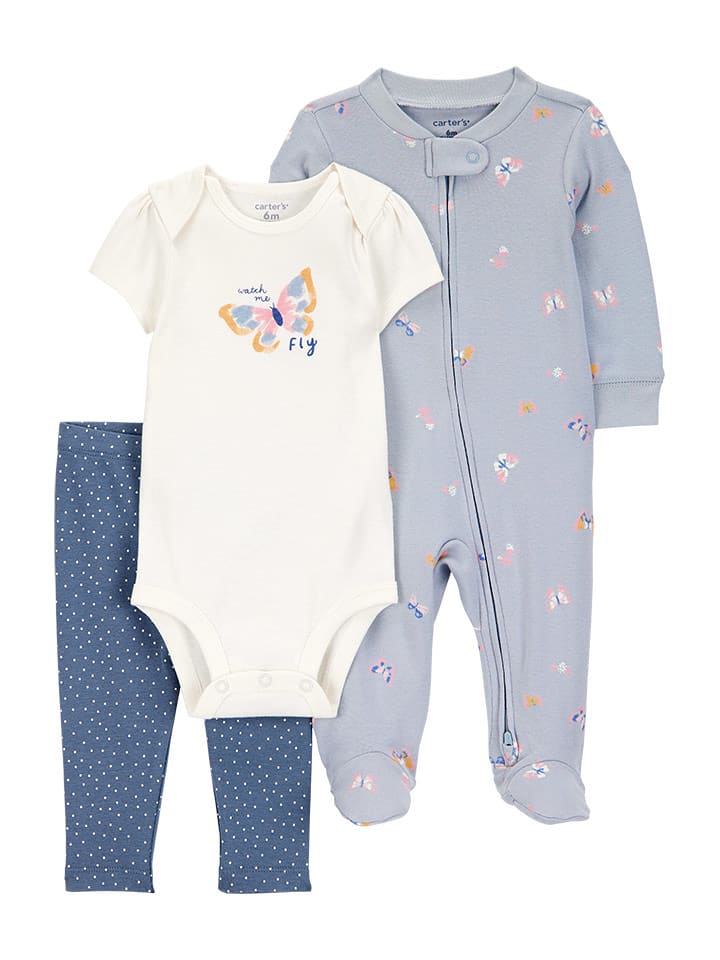 carter's 3-częściowy zestaw w kolorze niebiesko-błękitno-białym rozmiar: 62