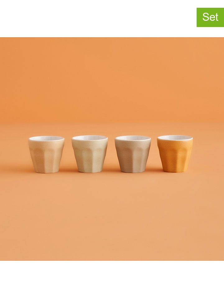 BELLA MAISON Kubki (4 szt.) w kolorze pomarańczowo-brązowo-beżowym do kawy - 90 ml rozmiar: onesize