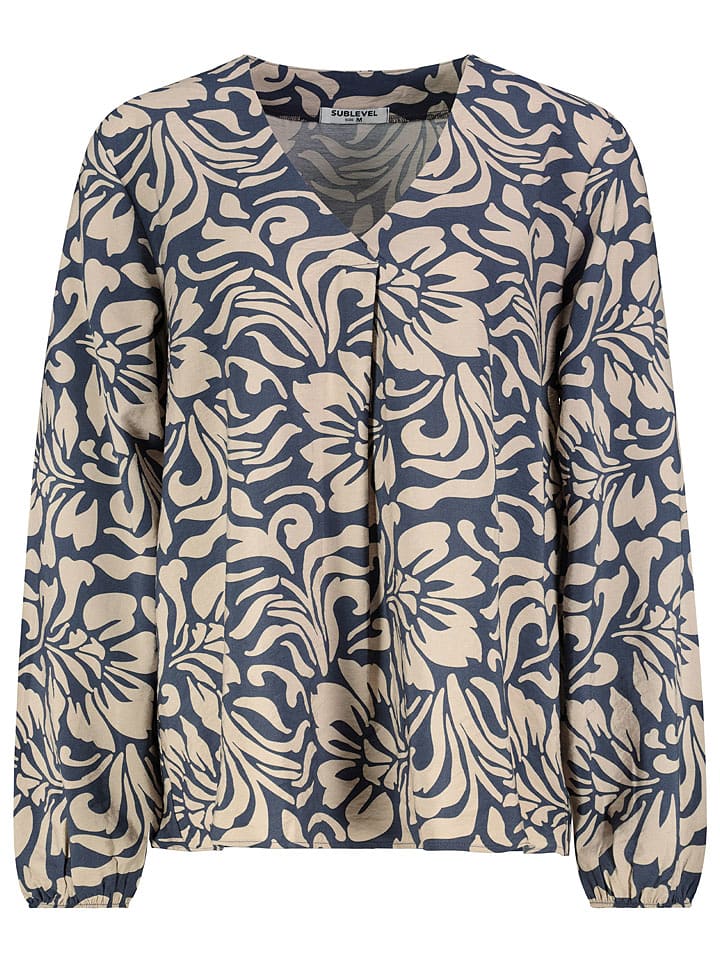 Sublevel Bluzka w kolorze beżowo-niebieskim rozmiar: S