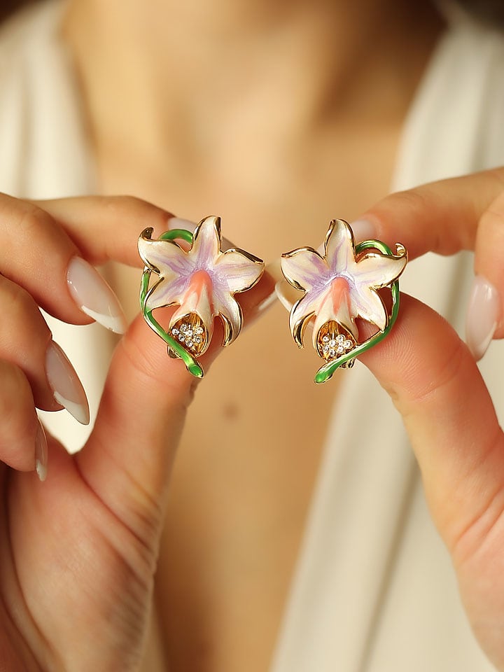 Pierres de Jade Pozłacane kolczyki-wkrętki z cyrkoniami rozmiar: onesize