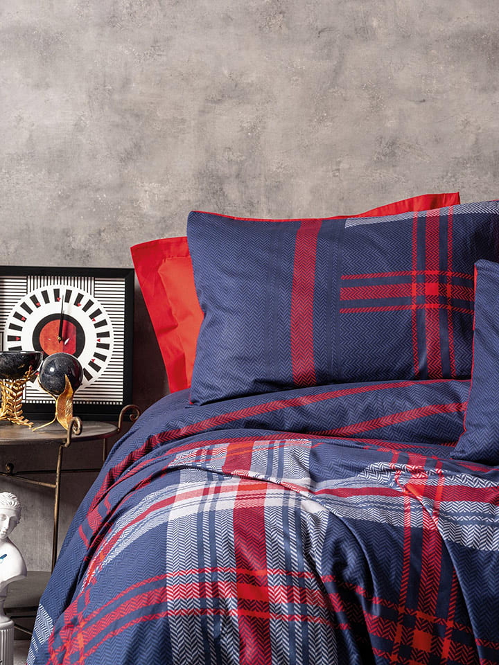 Elizabed Komplet pościeli renforcé w kolorze niebiesko-czerwonym rozmiar: 155x220 cm