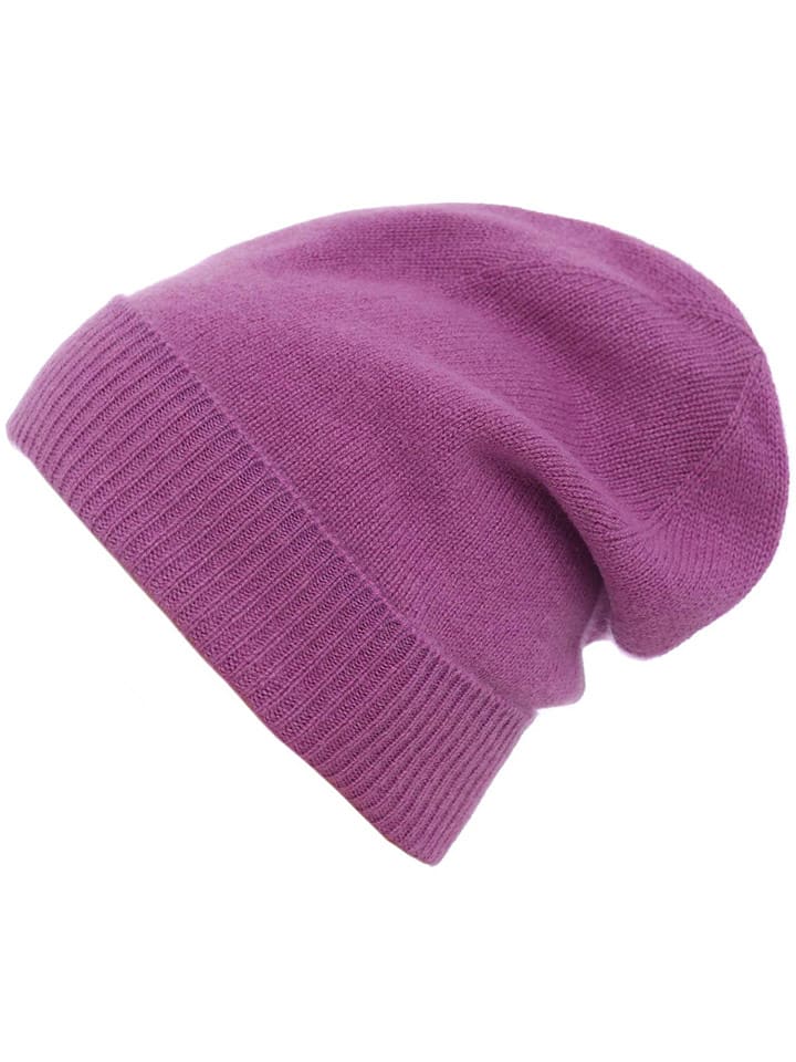 Zwillingsherz Kaszmirowa czapka beanie w kolorze fioletowym rozmiar: onesize