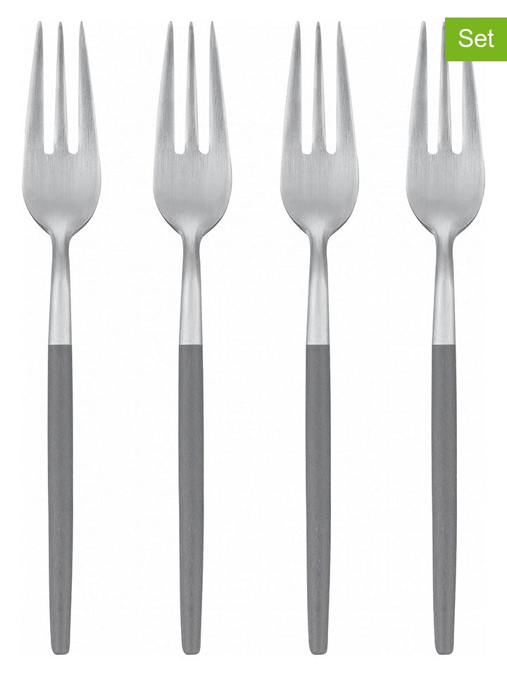 Blomus Widelczyki deserowe (4 szt.) "Maxime" w kolorze srebrno-szarym - dł. 15 cm rozmiar: onesize