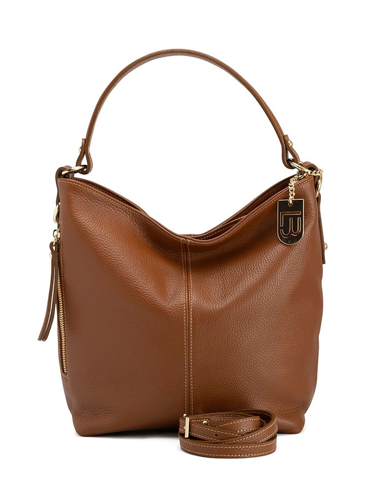 Lucca Baldi Skórzana torebka "Carrara" w kolorze jasnobrązowym - 36 x 28 x 12 cm rozmiar: onesize