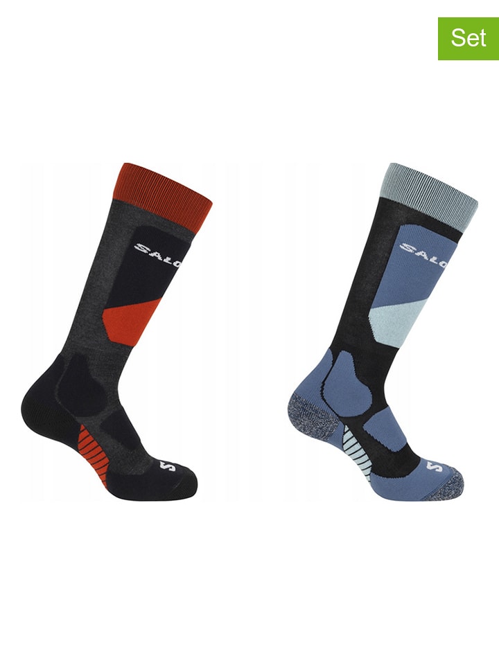 SALOMON Skarpety funkcyjne (2 pary) "Access JR" w kolorze czarno-niebiesko-czerwonym rozmiar: 27-30