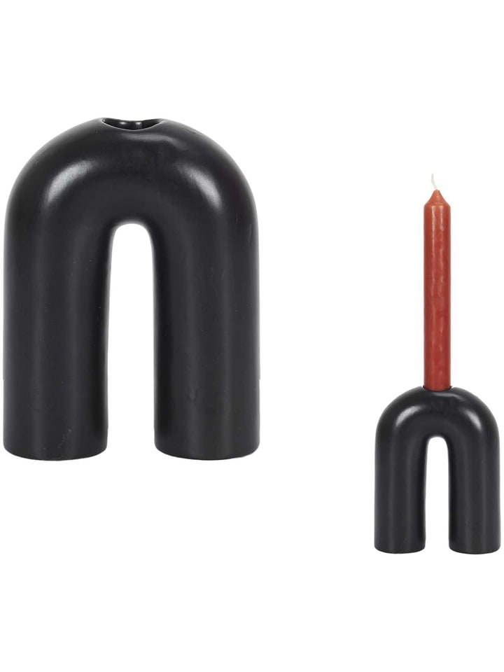 THE HOME DECO FACTORY Świecznik w kolorze czarnym - 10 x 13 cm rozmiar: onesize