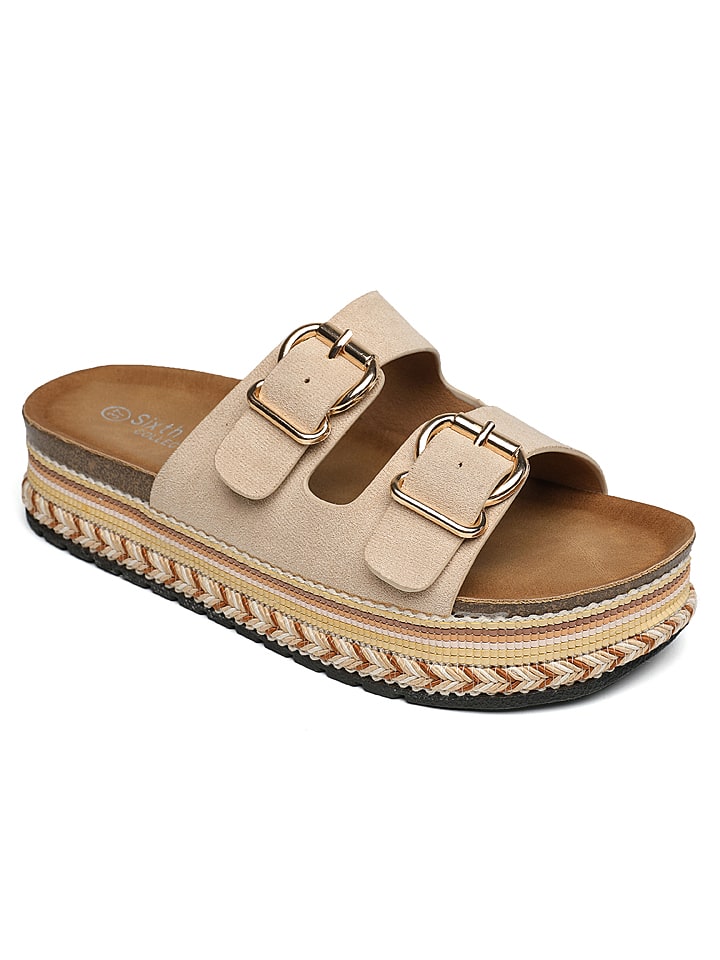 Sixth Sens Klapki w kolorze beżowym rozmiar: 40