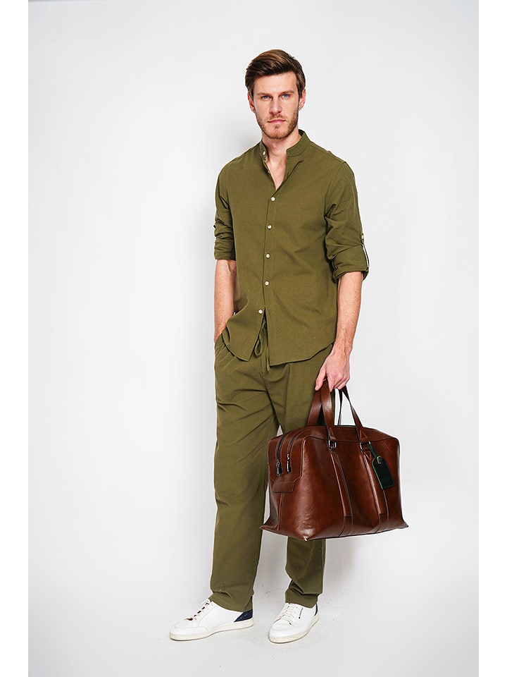 Secret du Lin Lniana koszula w kolorze khaki rozmiar: 52