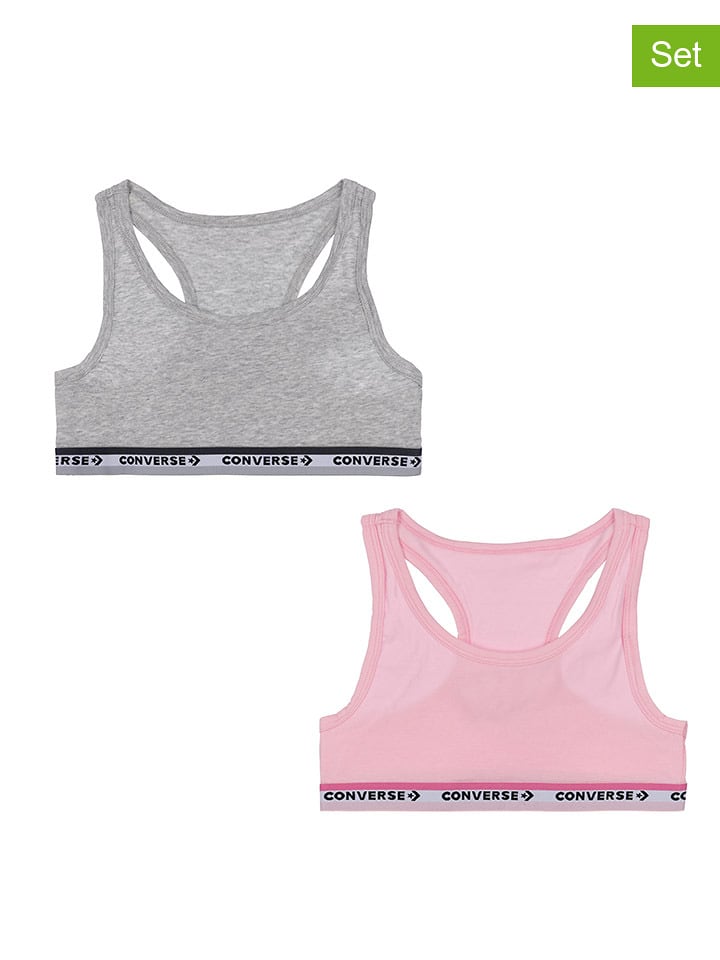 Converse Topy (2 szt.) w kolorze szarym i jasnoróżowym rozmiar: 158-170
