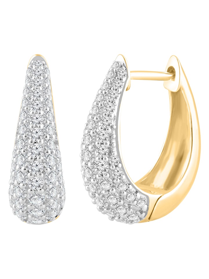 Diamonds lab grown Złote kolczyki-kreole z diamentami rozmiar: onesize