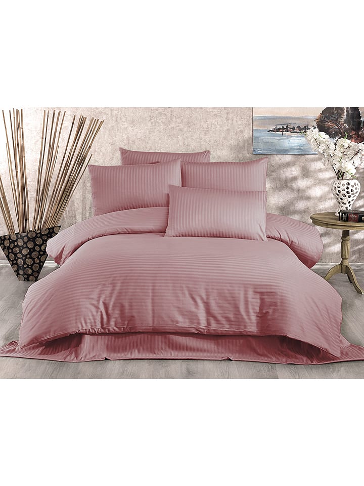 Elizabed Komplet pościeli satynowej "Lilyum" w kolorze jasnoróżowym rozmiar: 140x200 cm