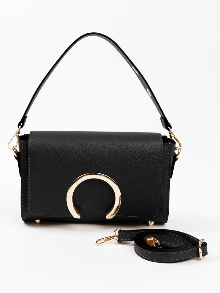 Lia Biassoni Skórzana torebka "Solano" w kolorze czarnym - 24 x 16 x 8 cm rozmiar: onesize