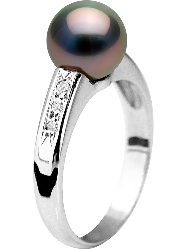 Pearline Złoty pierścionek z diamentami i perłą rozmiar: 58