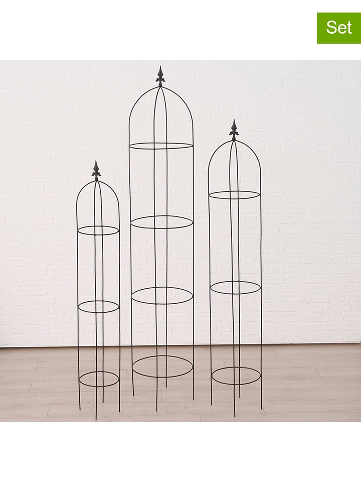 Boltze Podpory ogrodowe (3 szt.) "Bari" w kolorze czarnym rozmiar: onesize