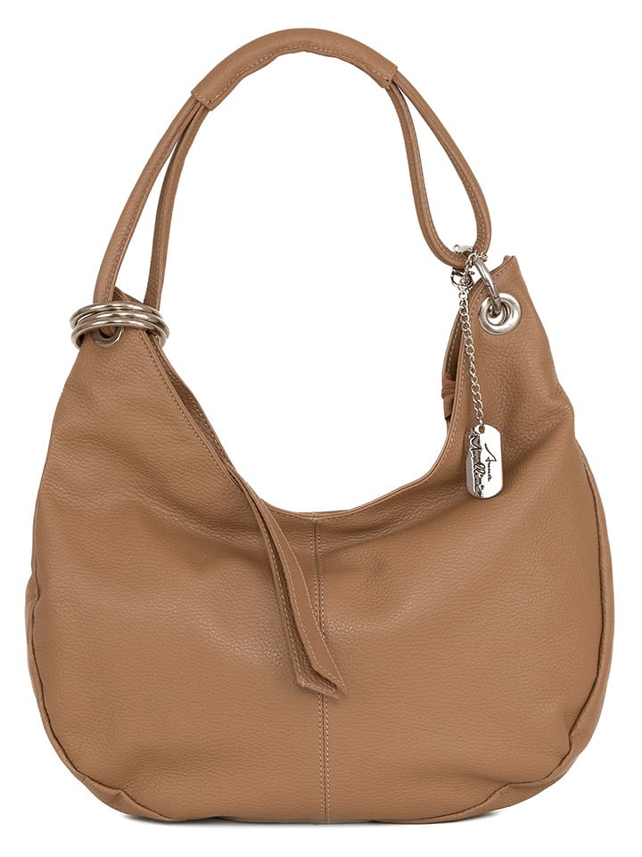 Anna Morellini Skórzana torebka "Alba" w kolorze jasnobrązowym - 38 x 34 x 10 cm rozmiar: onesize