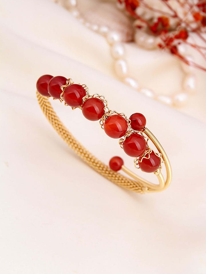 Pierres de Jade Pozłacana bransoletka z agatami rozmiar: onesize