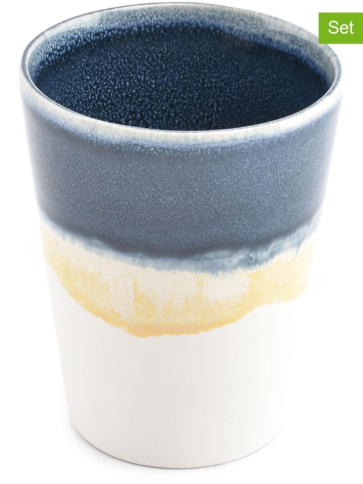 Salt and Pepper Kubki (4 szt.) "Flow" w kolorze biało-granatowym - 370 ml rozmiar: onesize