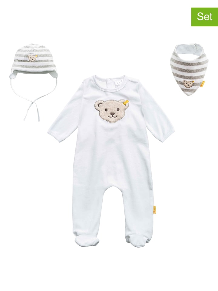 Steiff 3-częściowy zestaw w kolorze biało-beżowym rozmiar: 68