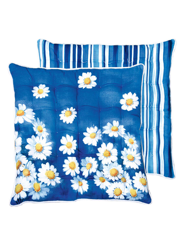 IHR Poduszka w kolorze niebiesko-białym do siedzenia - 45 x 45 cm rozmiar: onesize