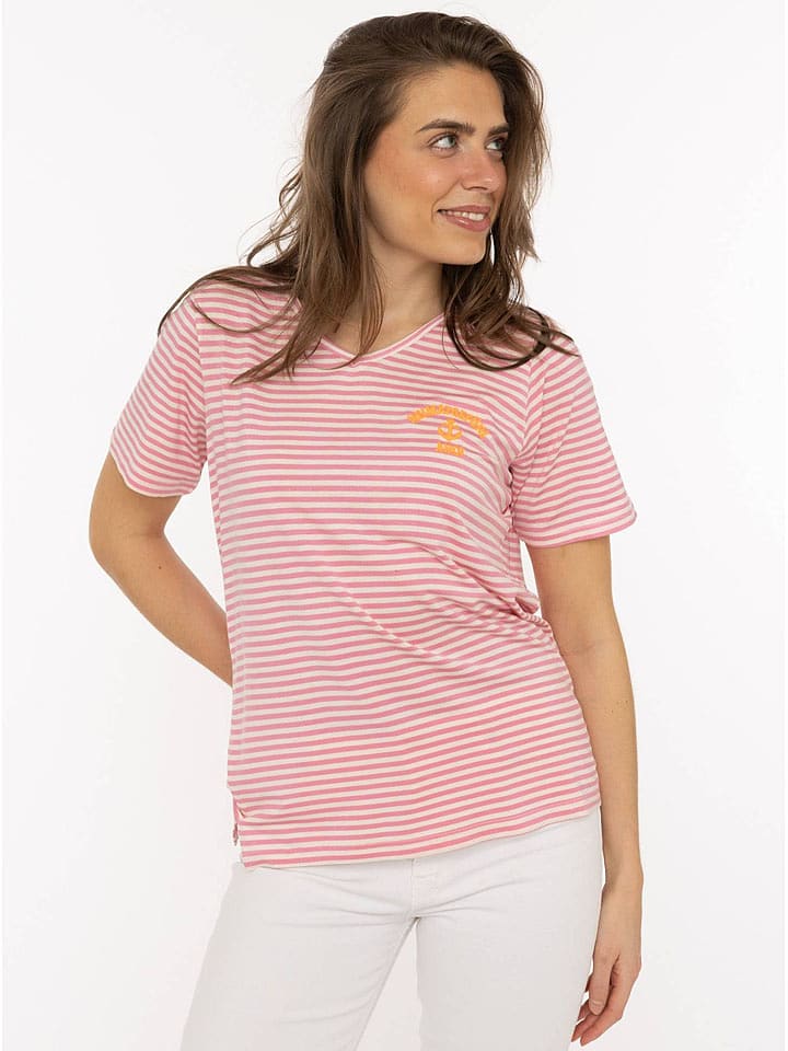 Zwillingsherz Koszulka w kolorze biało-jasnoróżowym rozmiar: XL