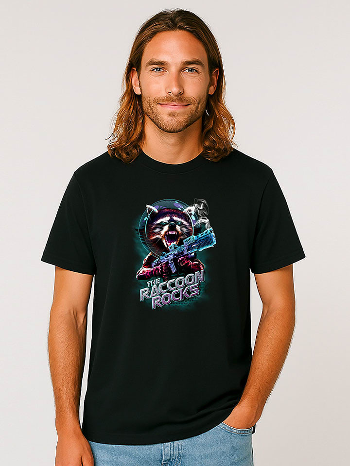 WOOOP Koszulka "Raccoon Rocks" w kolorze czarnym rozmiar: XL