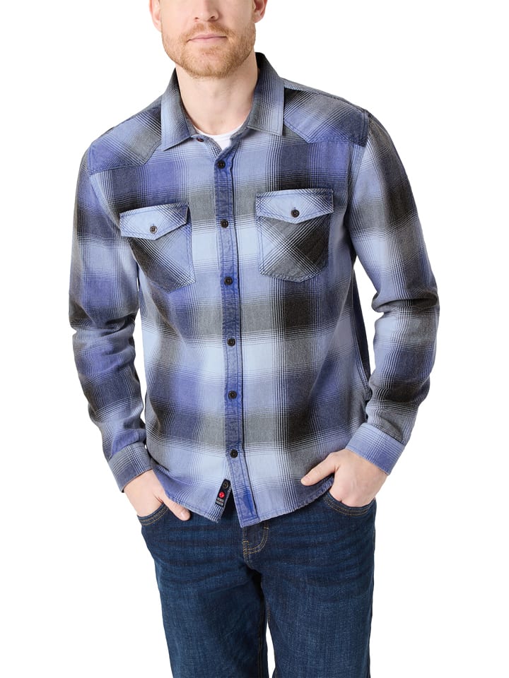 Timezone Koszula w kolorze niebiesko-czarnym rozmiar: L