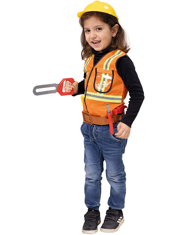 Party x People 7-częściowy zestaw pracownika budowlanego w kolorze pomarańczowym rozmiar: onesize