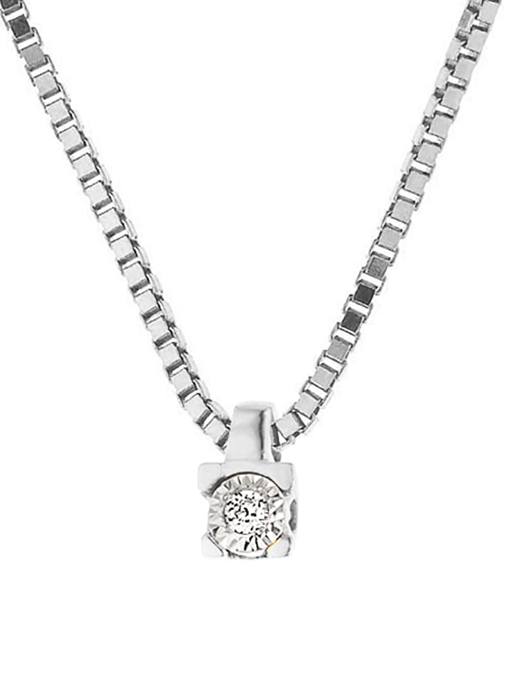 DYAMANT Złoty naszyjnik z diamentową zawieszką - dł. 42 cm rozmiar: onesize