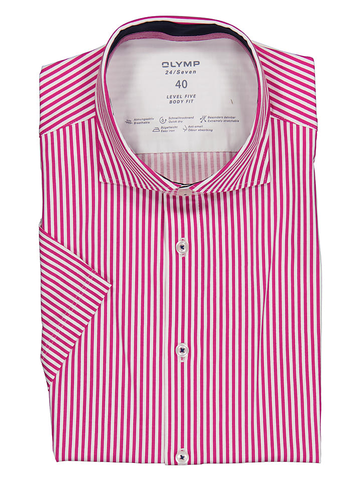 OLYMP Koszula "Level 5" - Body fit - w kolorze różowo-białym rozmiar: 38