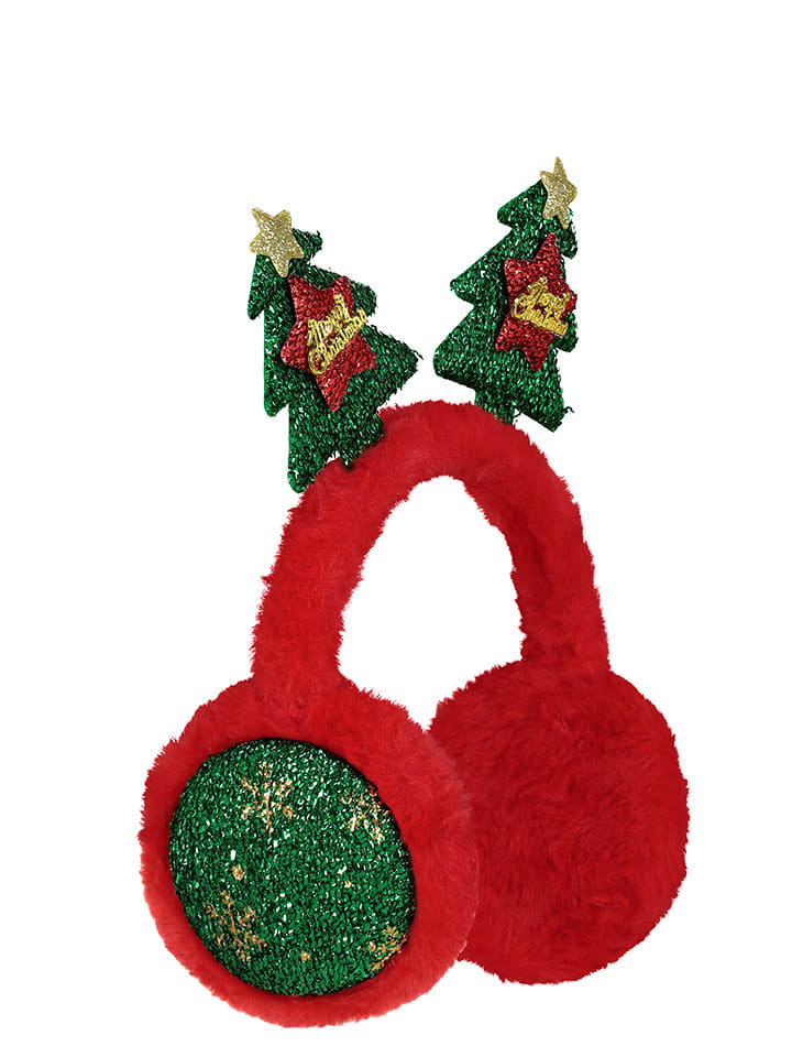 Sublevel Pluszowe nauszniki w kolorze czerwono-zielonym rozmiar: onesize