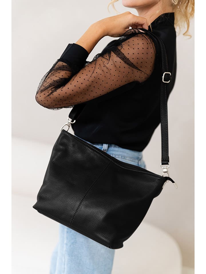 Lucca Baldi Skórzana torebka "Trapani" w kolorze czarnym - 33 x 25 x 14 cm rozmiar: onesize