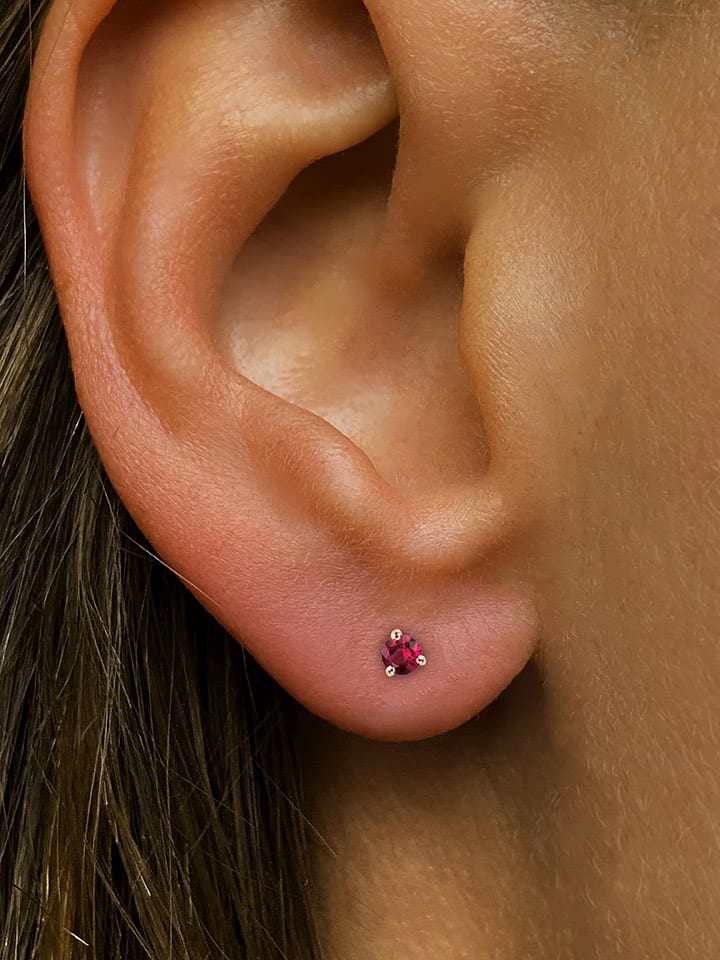 Les Petites Précieuses Pozłacane kolczyki-wkrętki z rubinem rozmiar: onesize