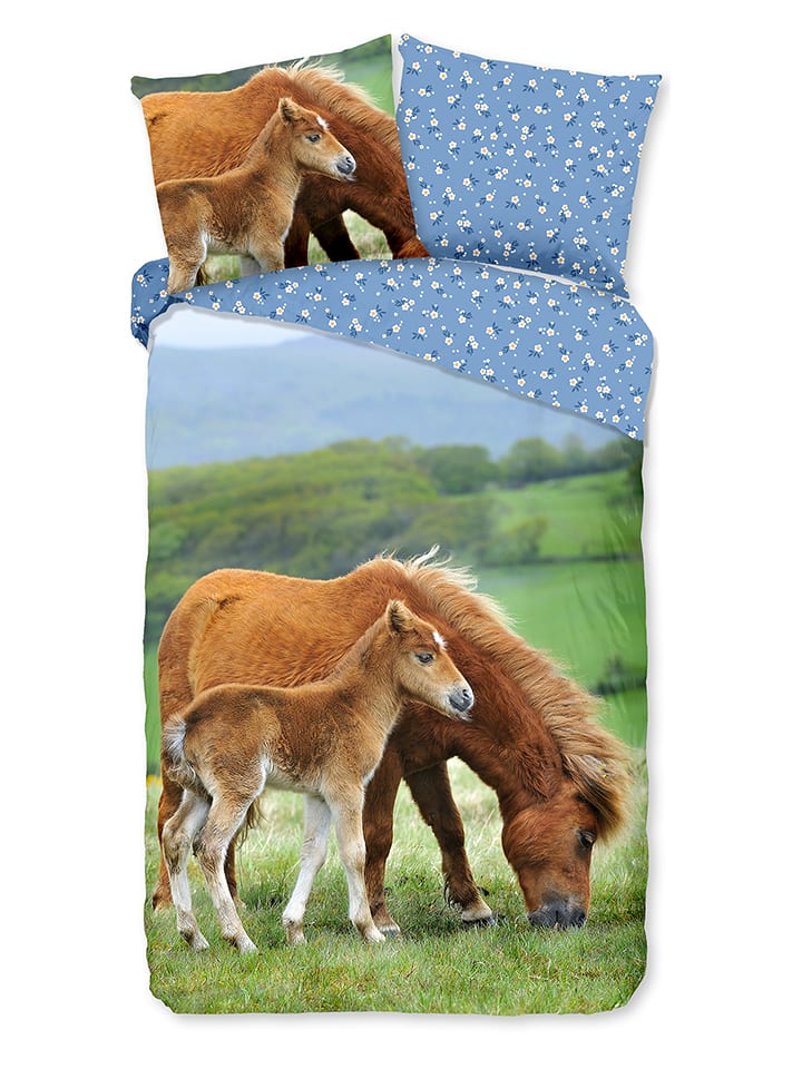 Good Morning Komplet pościeli "Regine" w kolorze zielono-jasnobrązowo-błękitnym rozmiar: 140x200 cm