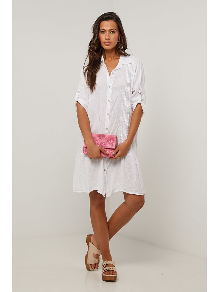 Le Monde du Lin Lniana sukienka w kolorze białym rozmiar: 40/42