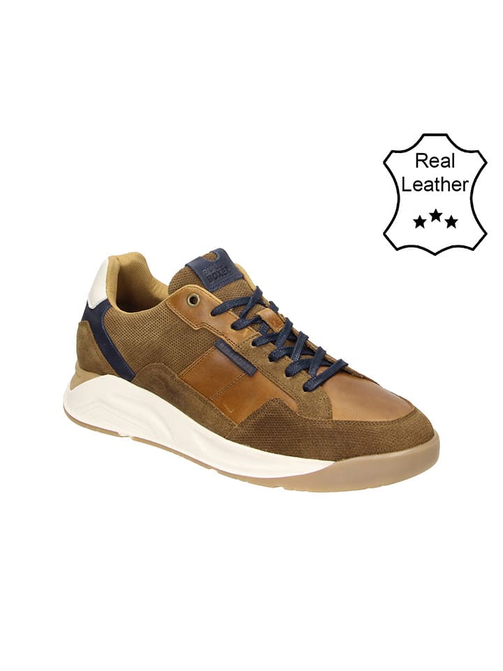 Bullboxer Skórzane sneakersy w kolorze jasnobrązowo-granatowym rozmiar: 45