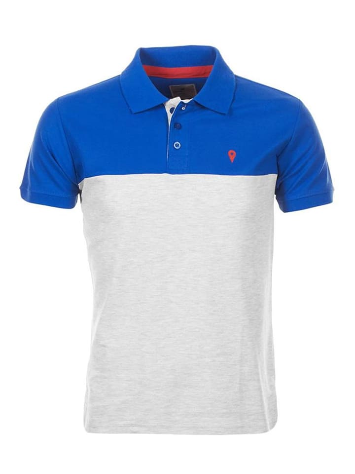 Peak Mountain Koszulka polo "Caloste" w kolorze niebiesko-białym rozmiar: XL